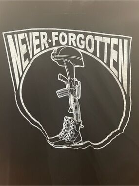 Rogue Men's Black Short Sleeve Tee with Silver 'Never Forgotten' Graphic